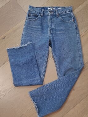 Re/Done Jeans Women's sz 25 High Rise Straight Leg Raw Hem Ankle/Crop Denim